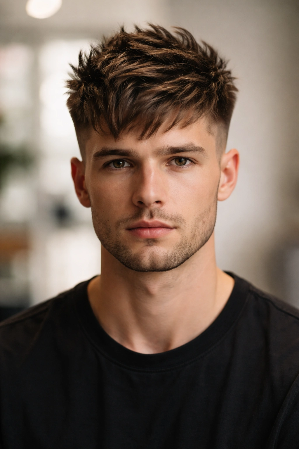 15 Slimming Short Hairstyles For Round Faces 8 Head-on view of a disconnected undercut with textured top and clean fade