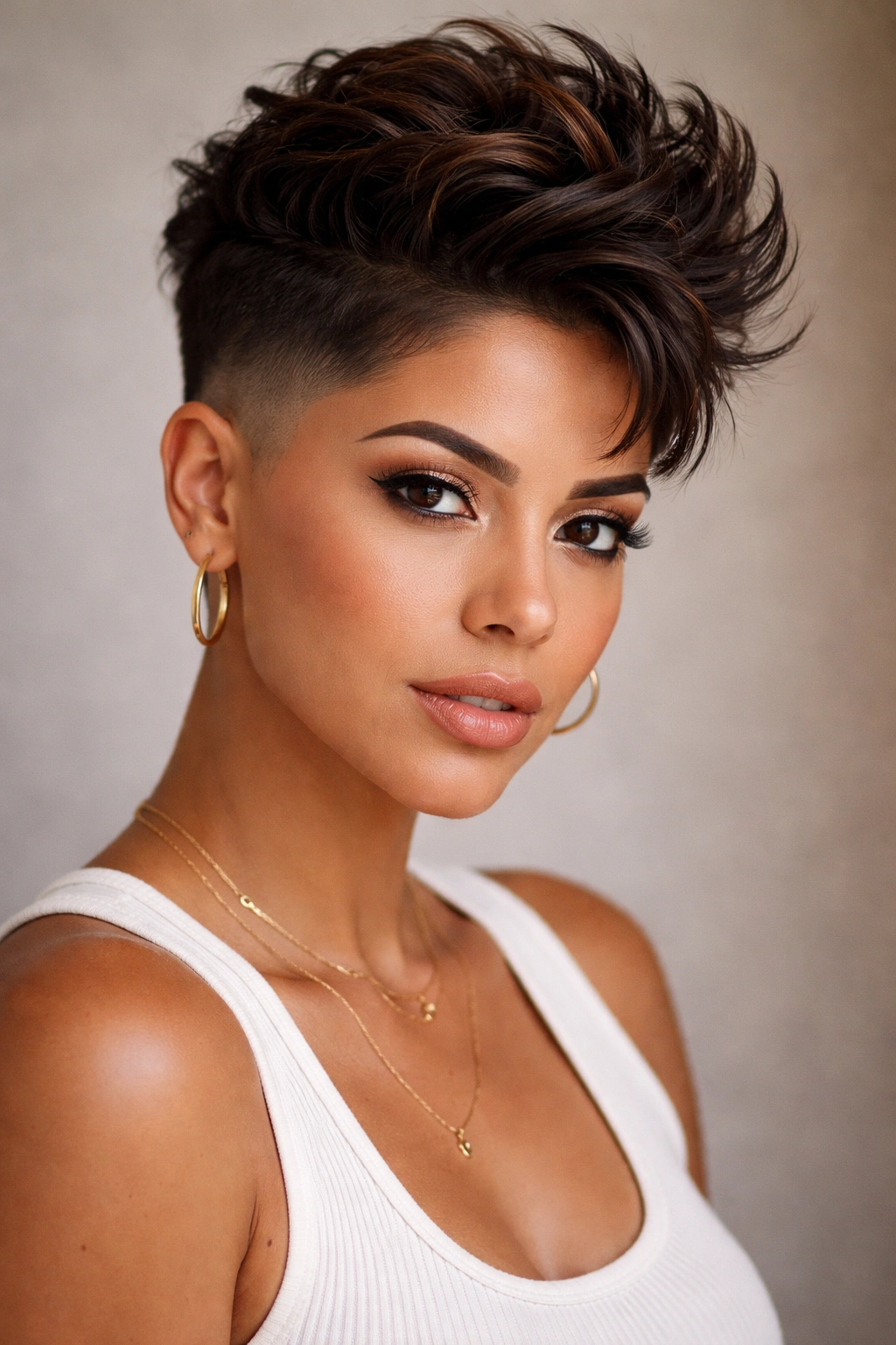 Latina woman with an undercut and textured top