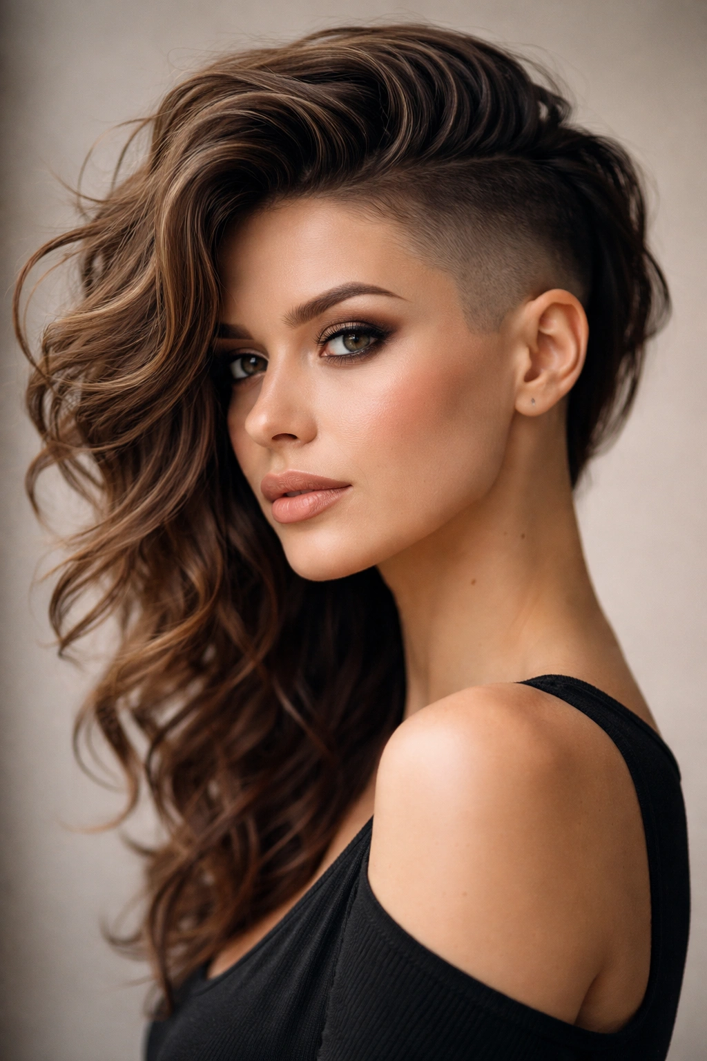 10 Shaved Side Hairstyles Women Are Rocking Now 1 Close-up of a person with shaved sides and a voluminous textured top