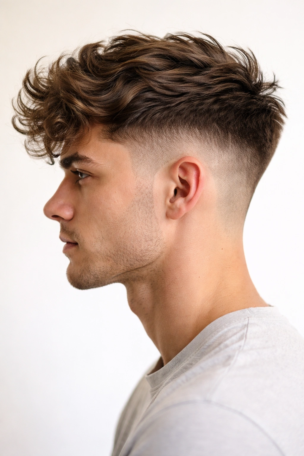 Short And Wavy 15 Haircuts Designed For Your Texture 8 Profile view of The Disconnected Undercut showing long top and stark disconnect to short sides with visible waves