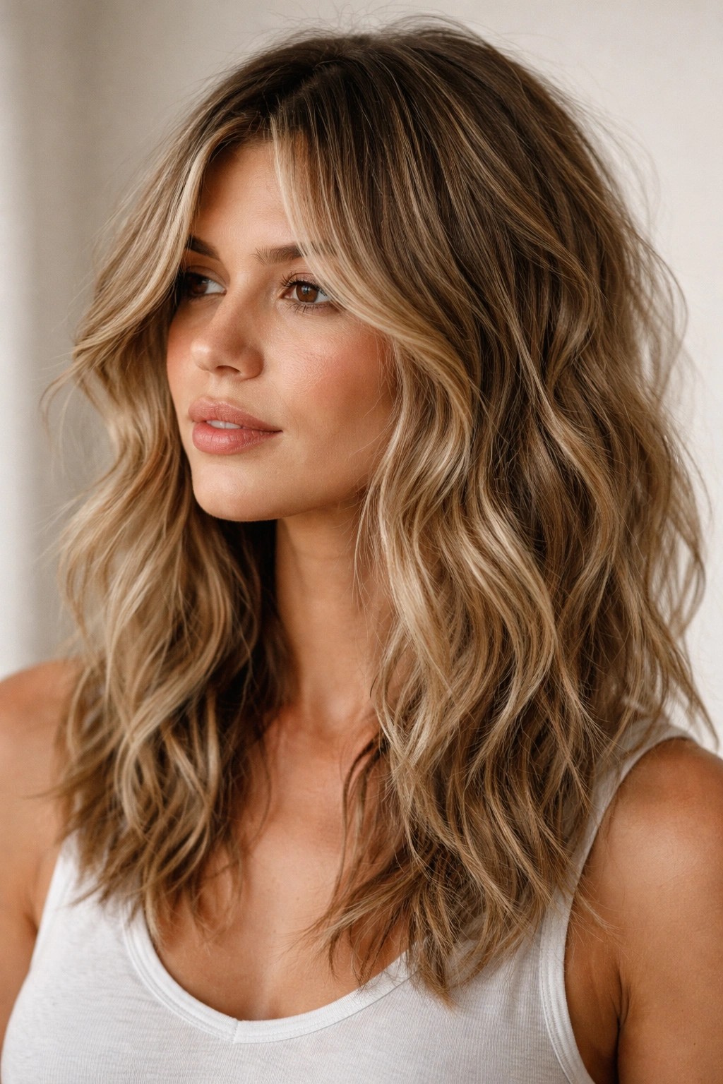 20 Wavy Haircuts Women Keep Requesting In Salons 19 Close-up of undone textured waves with choppy layered hair texture