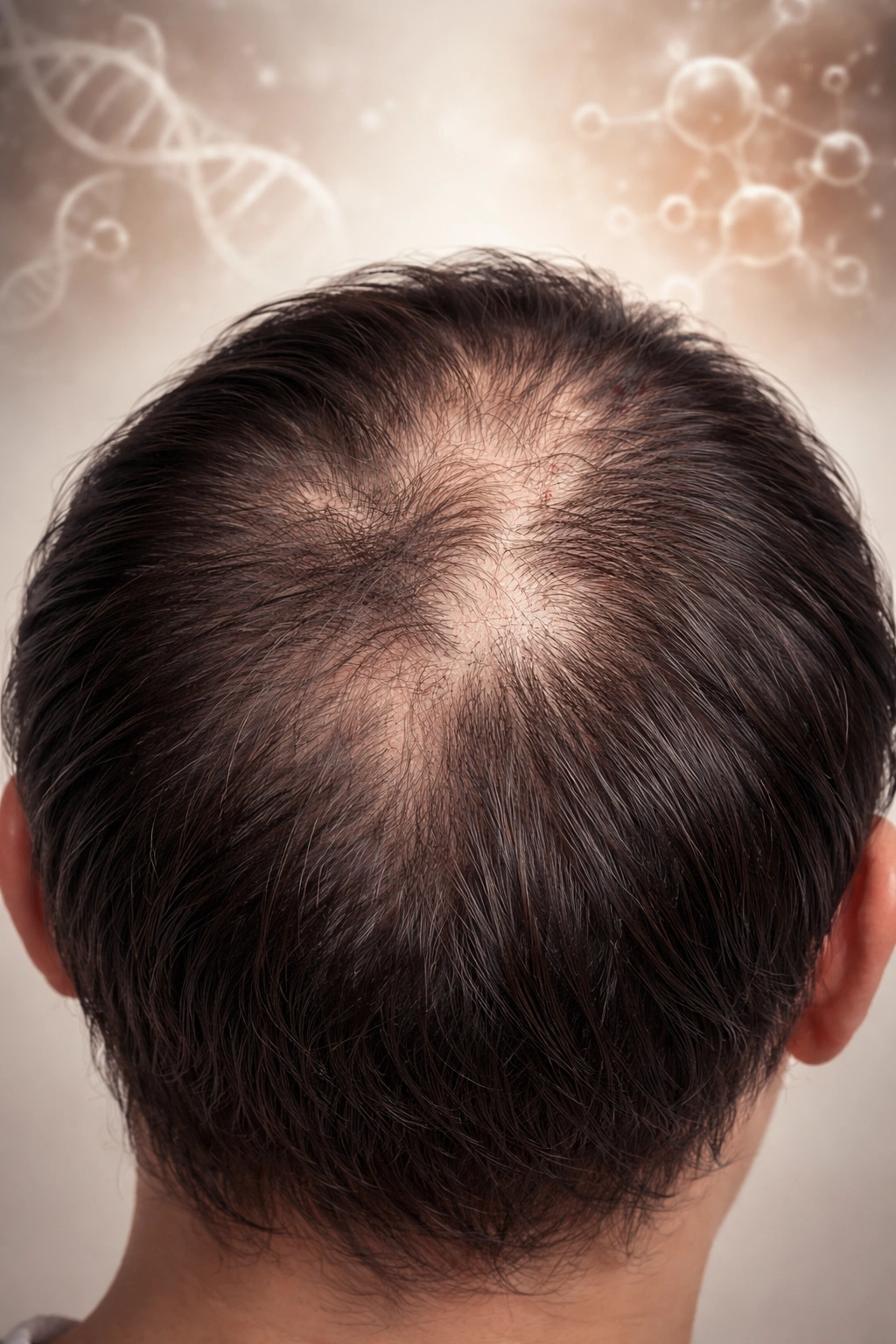 Scalp with patchy hair density showing true uneven growth causes