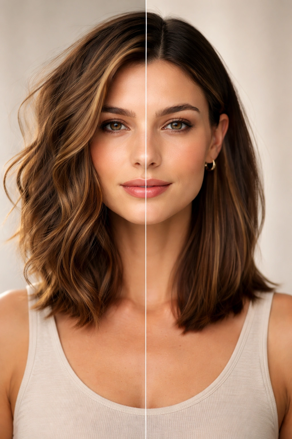 10 Wash And Wear Styles For Effortless Mornings 15 Mannequin head with two contrasting looks: tousled left, sleek right
