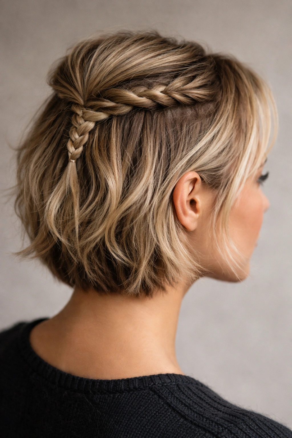 10 Viking Inspired Braids That Work Well On Short Hair 10 Head-and-shoulders portrait showing half-up twisted Viking braid on short hair