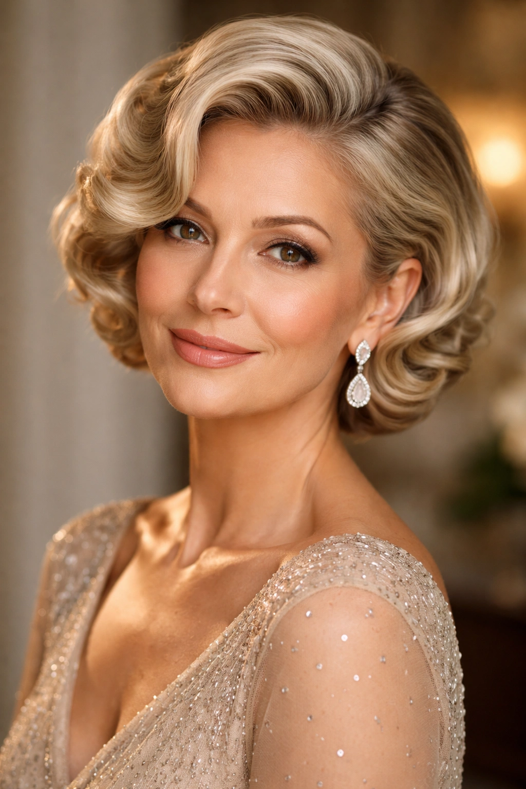 Short hair with vintage-inspired curls or finger waves
