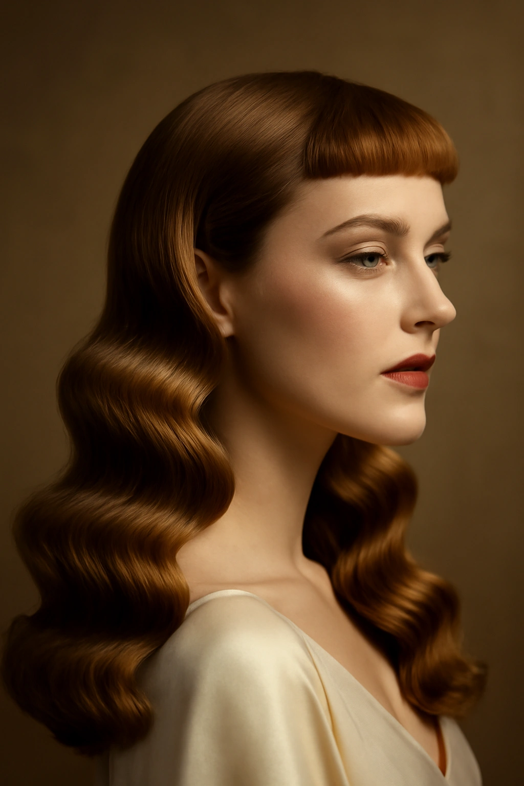10 Wedding Hairstyles That Look Gorgeous With Bangs 6 Vintage waves with micro bangs bridal hairstyle