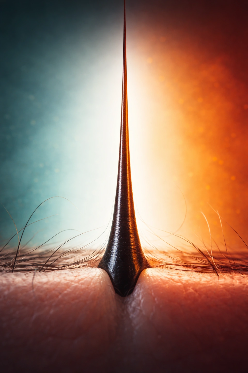 Hair strand with two-tone gradient showing vitamin A balance.
