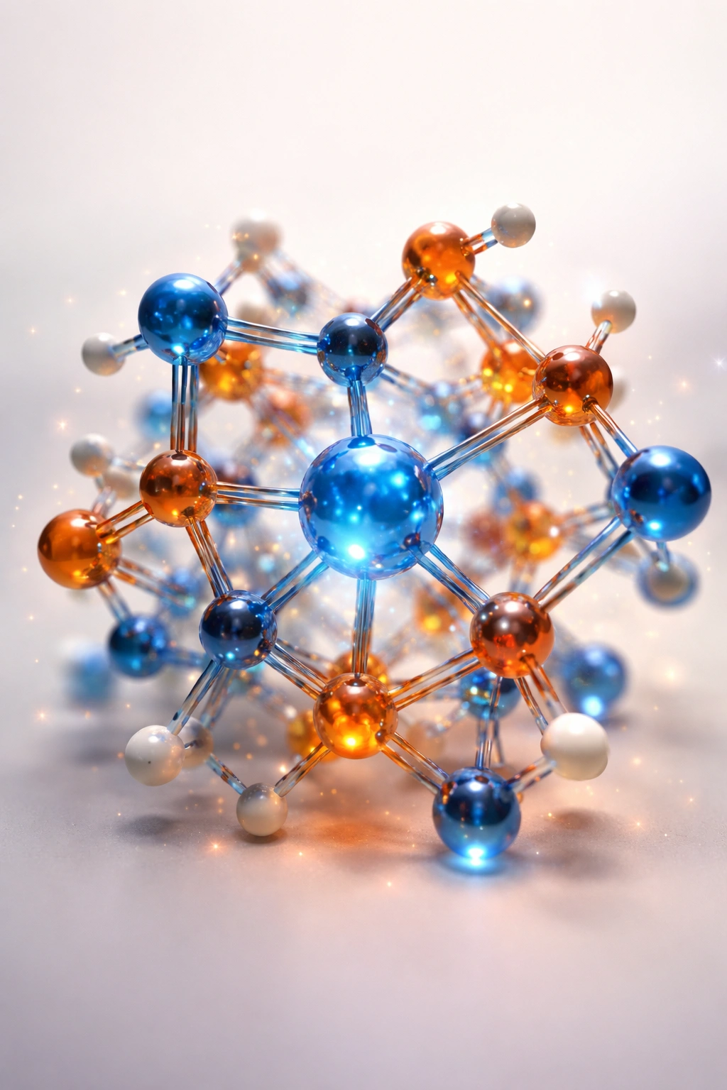 Close-up of a vitamin B12 molecule highlighting cobalt center, photorealistic.
