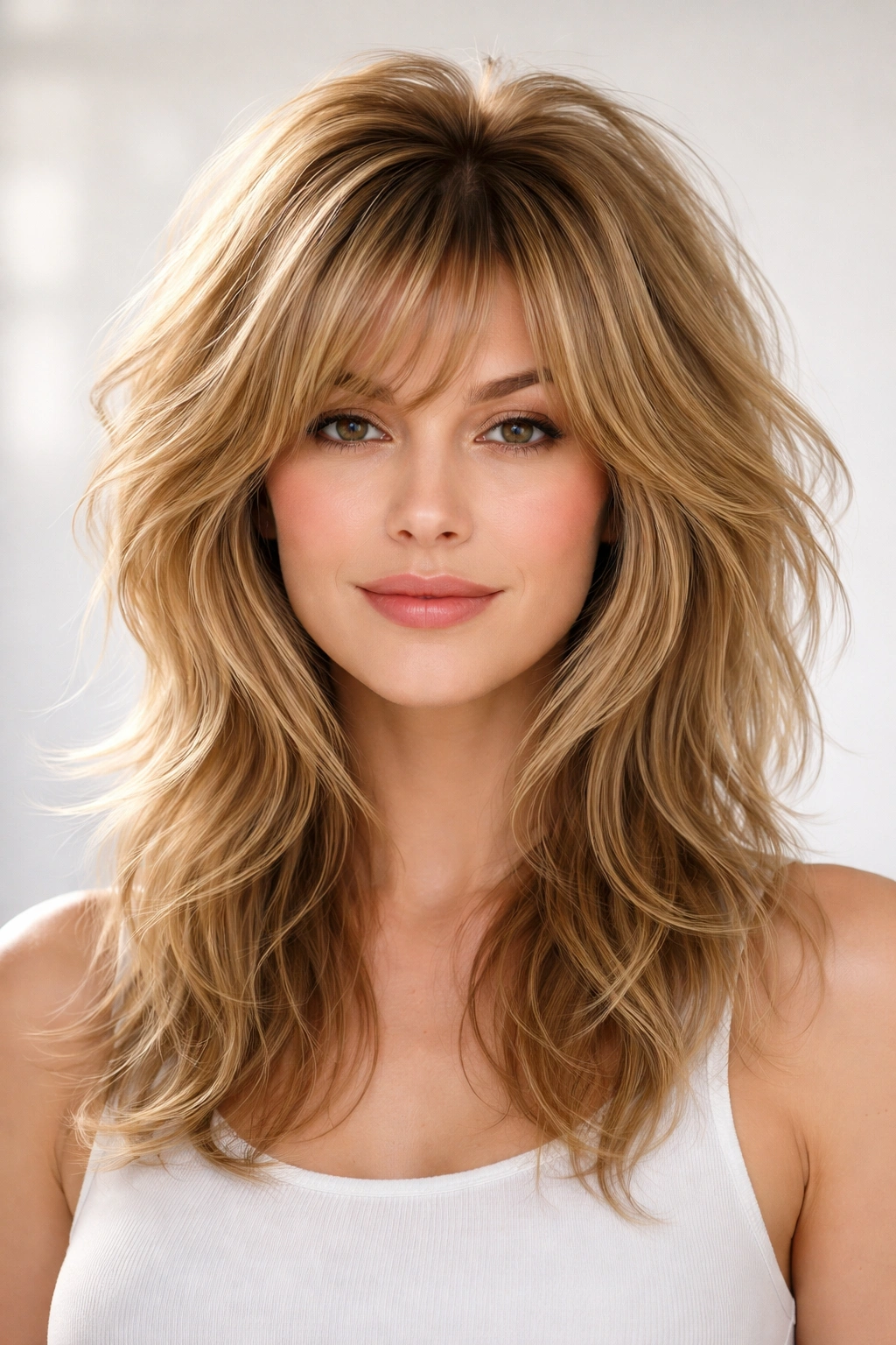 Volume-boosting shag hairstyle with lifted crown