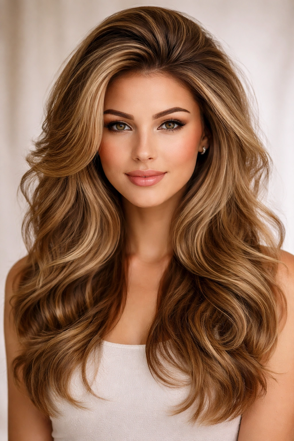 Full-head view of voluminous blow-out with waves and high crown volume.