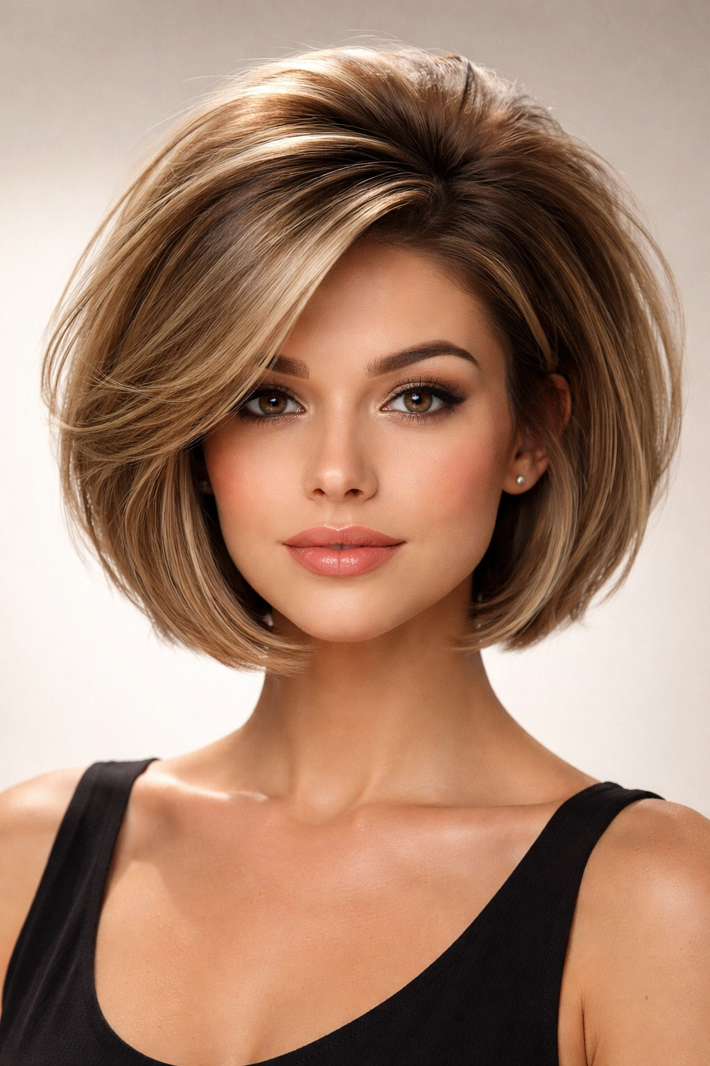 Voluminous crown bob with lifted top for added height
