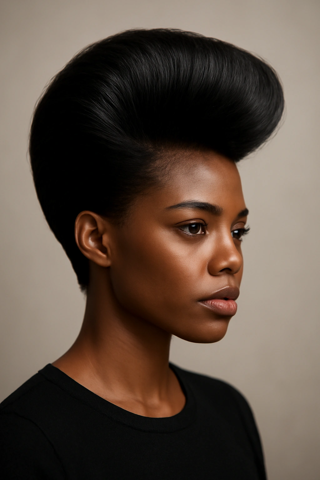 10 Flip Hairstyles Black Women Always Look Great In 4 Portrait of The Voluminous Crown Flip With Sleek Sides showing high crown volume and smooth sides