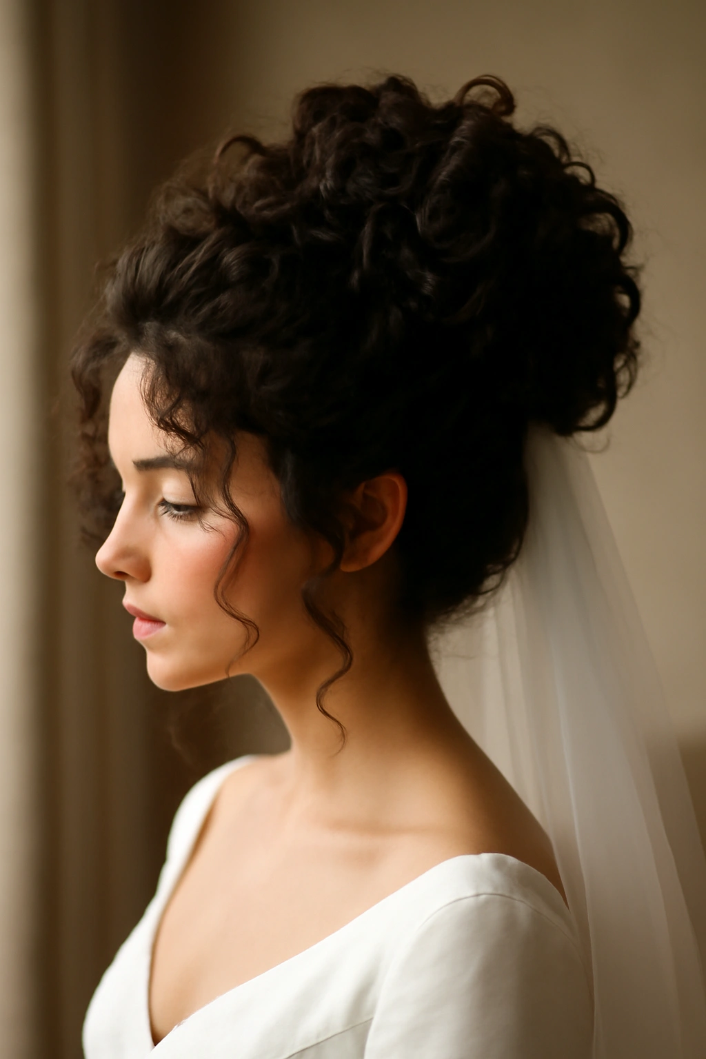 20 Wedding Hairstyles Matched to Your Hair Type 10 Voluminous curly updo with face-framing tendrils