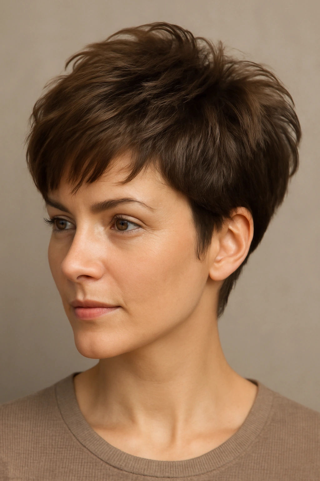 20 Pixie Cuts Sorted By Age And Face Shape 12 Portrait of voluminous pixie with lifted crown on fine hair