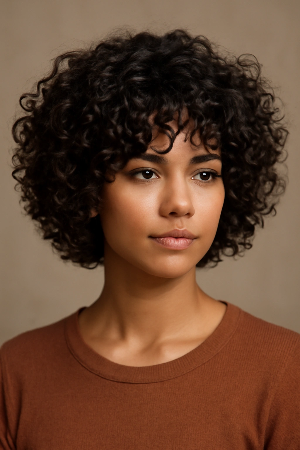 20 Bob Haircut Ideas From Short To Long Lengths 5 Curly-haired model with voluminous textured bob showing defined curls.