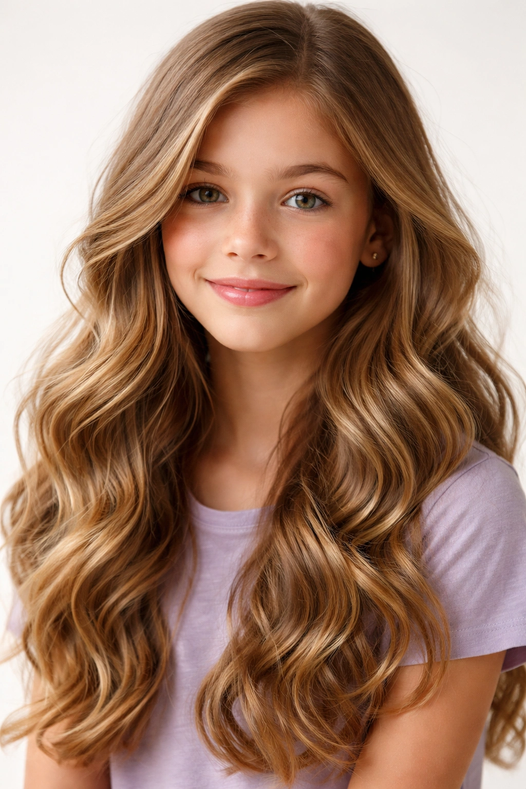 Close-up of voluminous wavy hair with texture in studio lighting