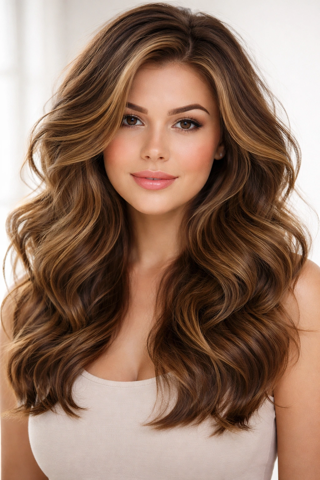 15 Hairstyles That Beautifully Flatter Round Faces 6 Voluminous textured waves with crown lift