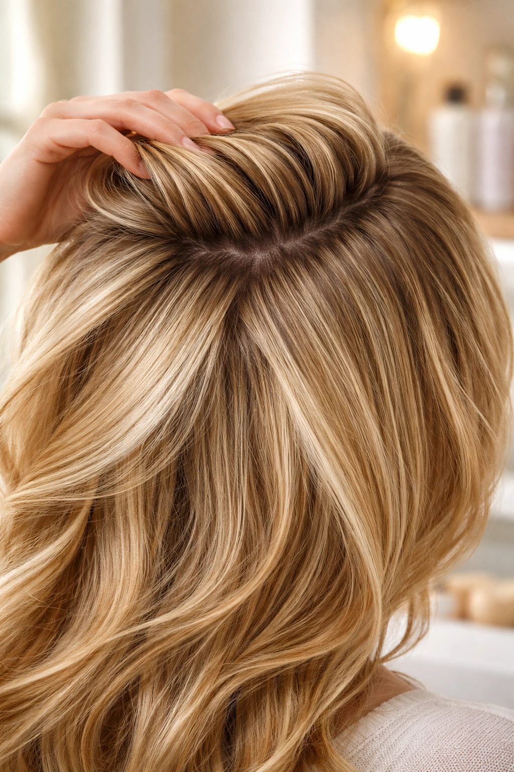 Hair with lift at roots and defined texture from volumizing styling