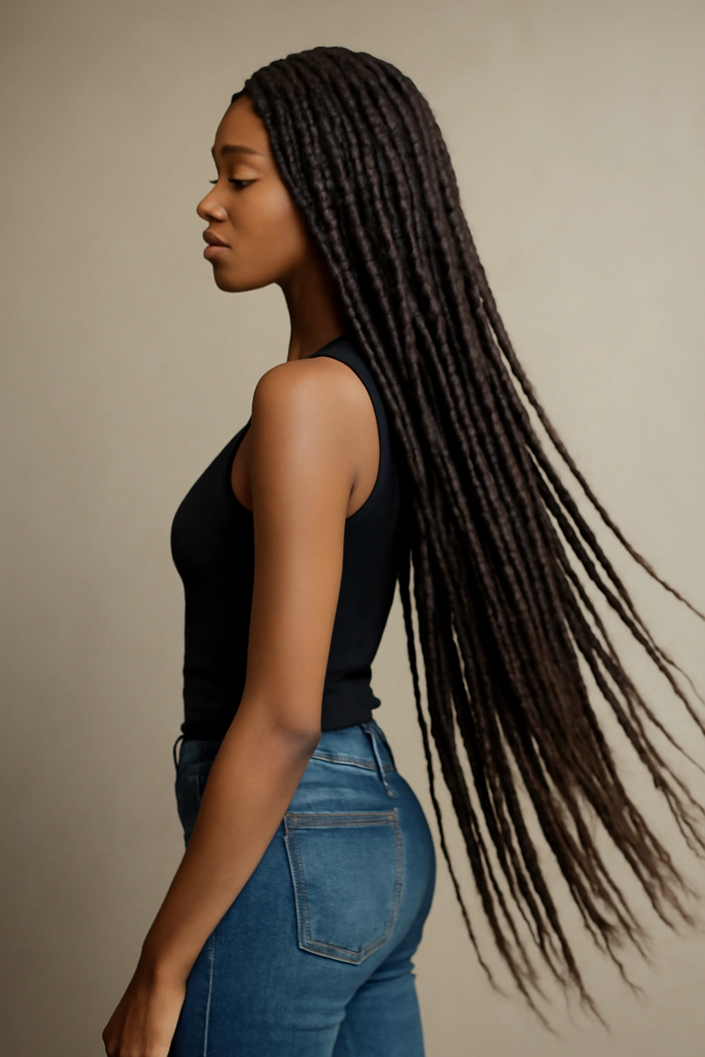 20 Box Braid Styles From Short Bobs to Waist Length 6 Waist-length box braids cascading down the body