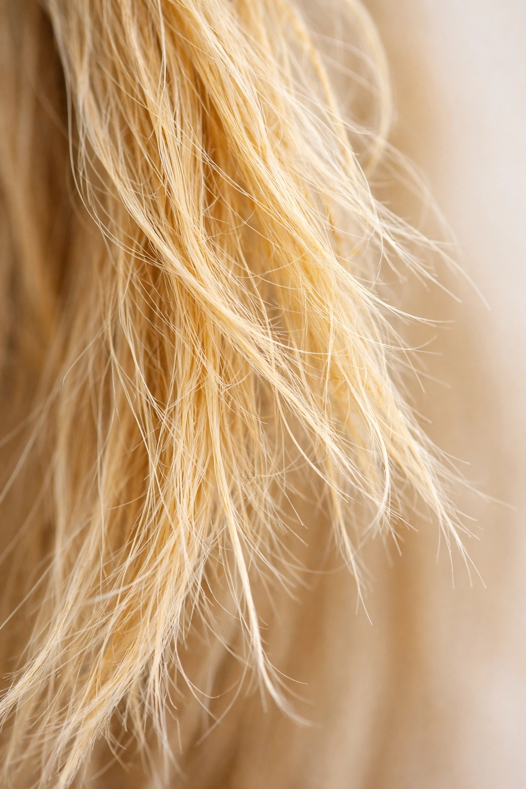Damaged bleached hair close-up showing rough texture