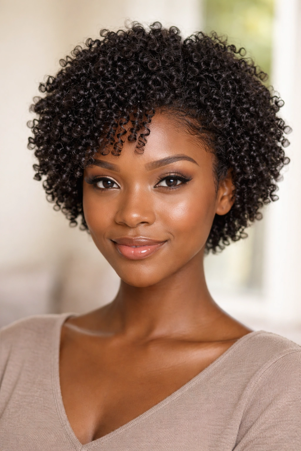 Defined natural curls from a wash-and-go hairstyle