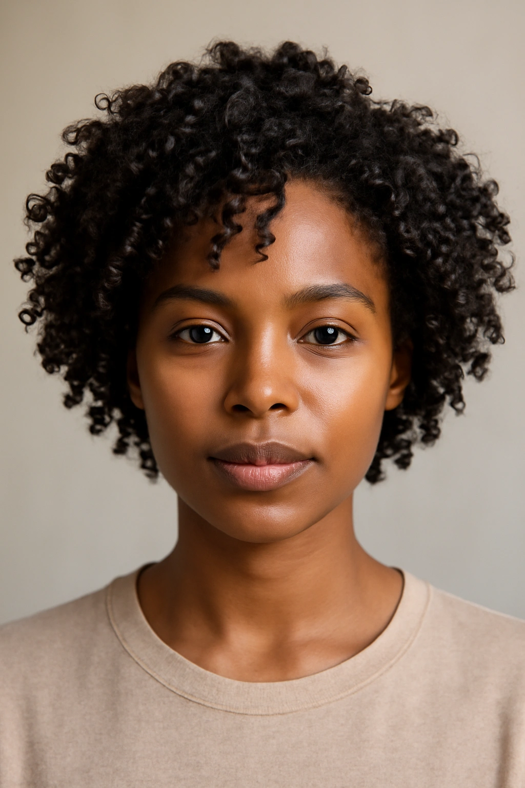 20 Short Natural Hairstyles for Black Women to Save 5 Portrait of a Black woman with defined wash-and-go curls.