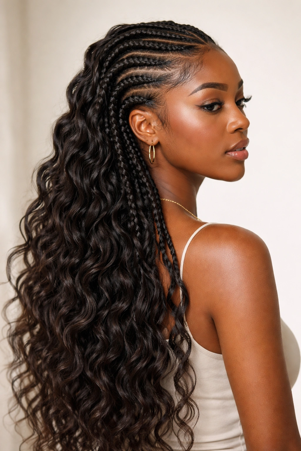 25 Braided Hairstyles For Black Women To Bookmark 14 Profile view of water wave braids with flowing wave patterns along the length