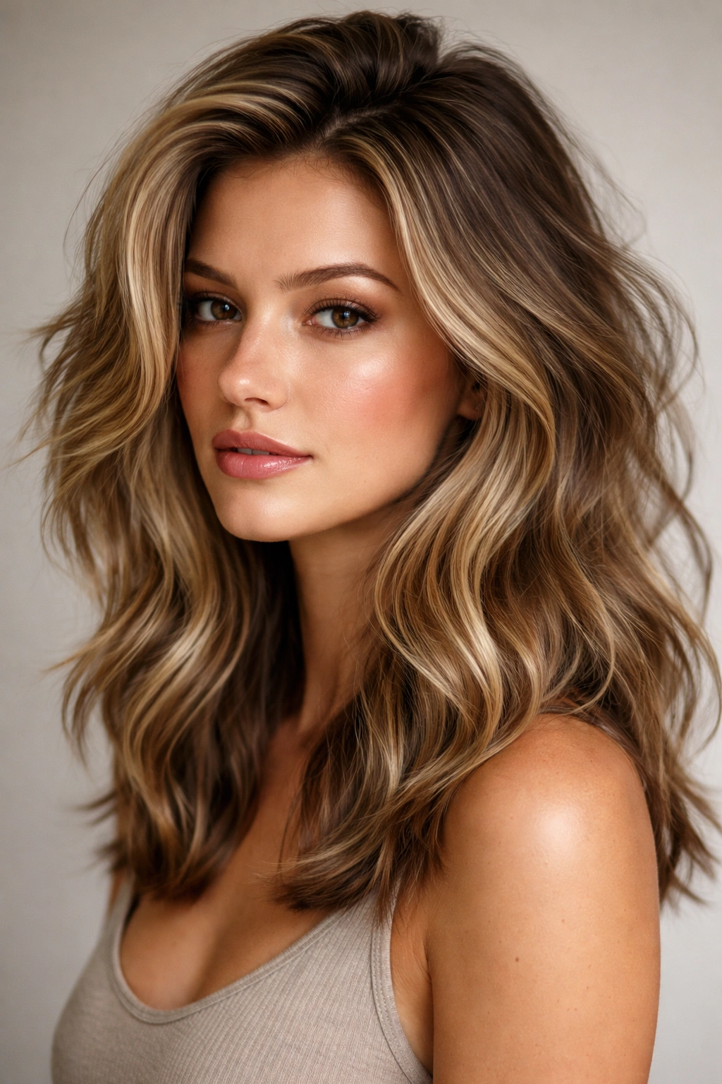 12 Haircuts That Look Amazing On Longer Faces 6 Shoulder-length hair with textured waves and root volume.