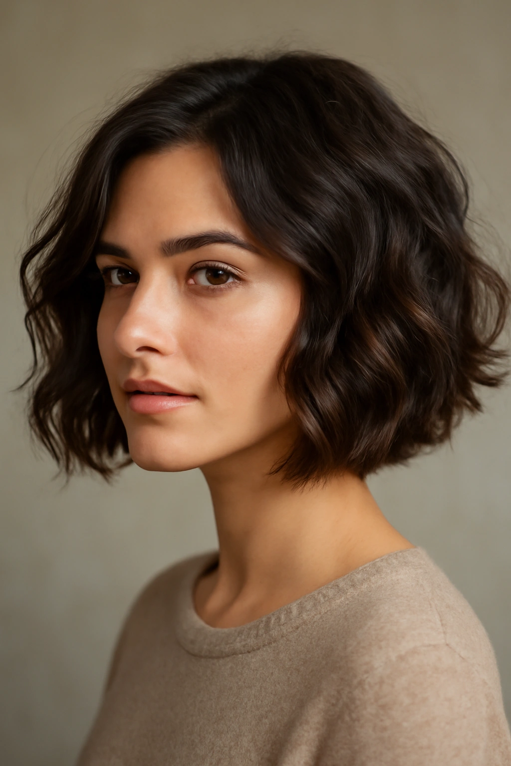 20 Short Bob Hairstyles You Can Style in Minutes 6 Close-up of a wavy bob with natural waves and defined texture