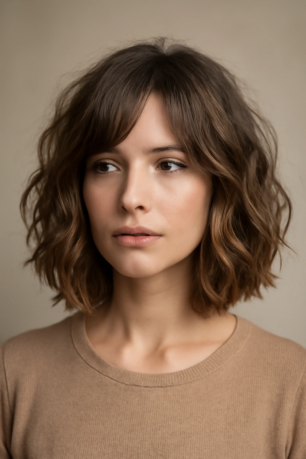 20 Bob Haircut Ideas From Short To Long Lengths 7 Close-up of wavy shoulder-length bob with soft texture and natural movement