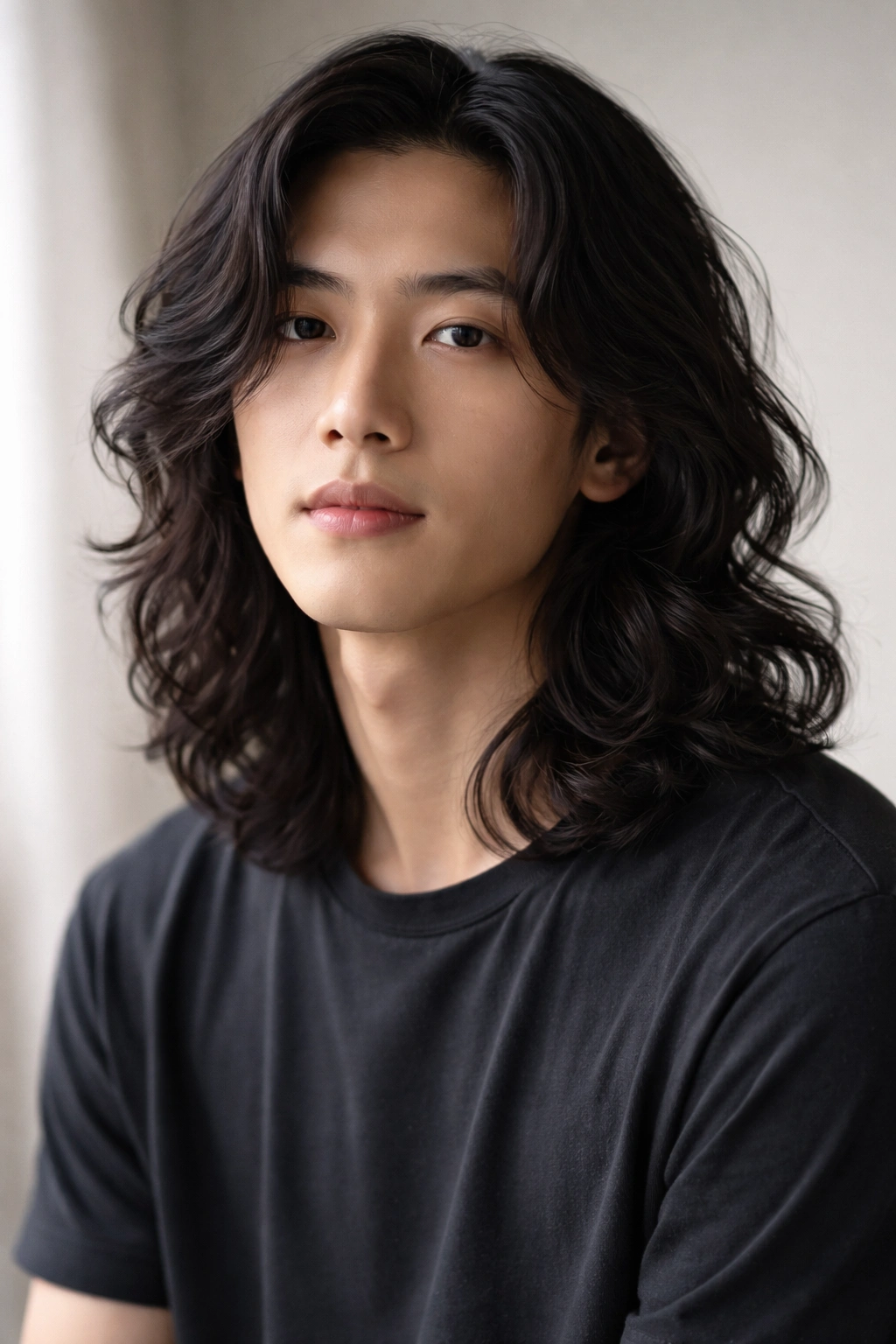 Close-up of a man with wavy medium-long hair