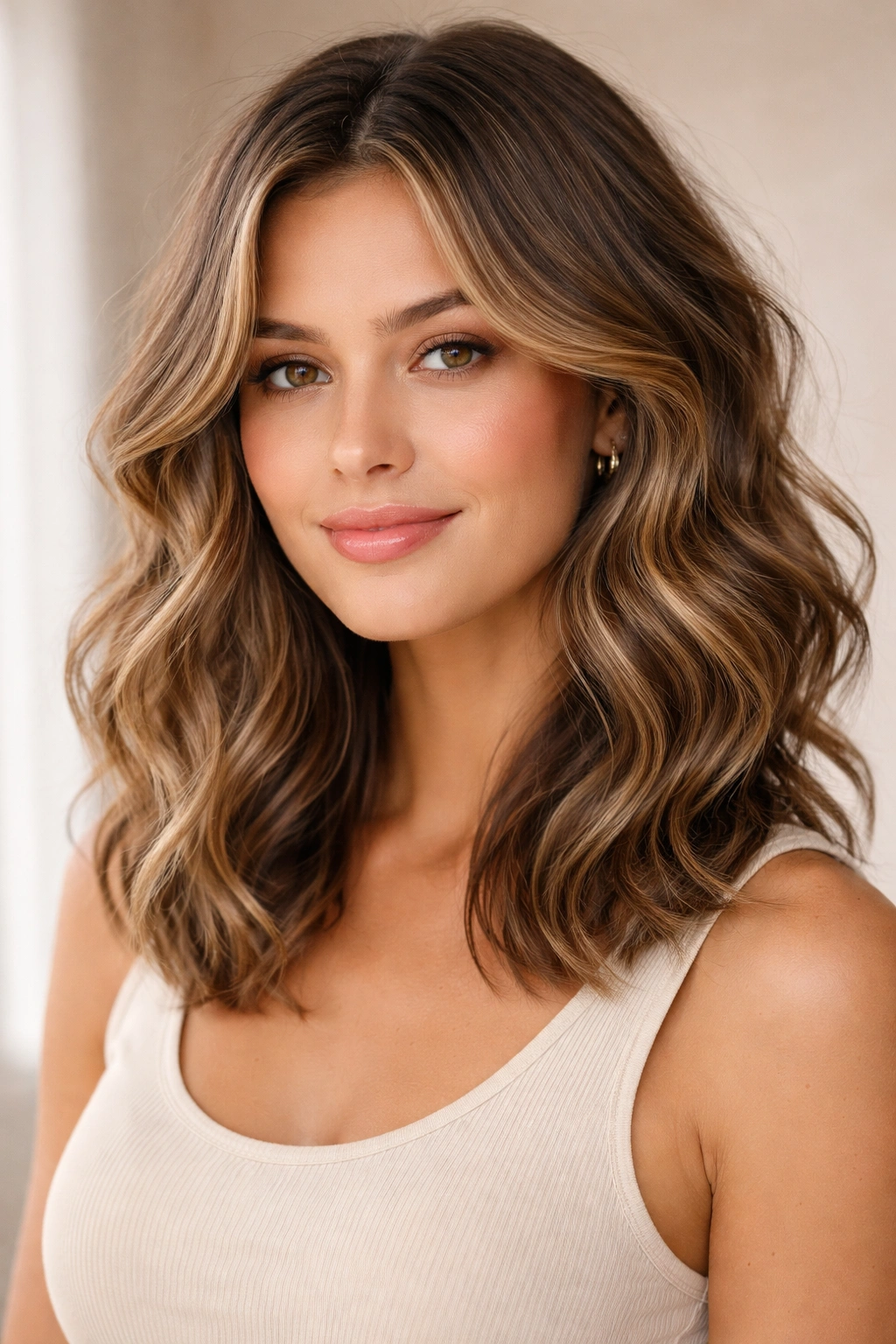 Wavy shoulder-length hair with natural movement