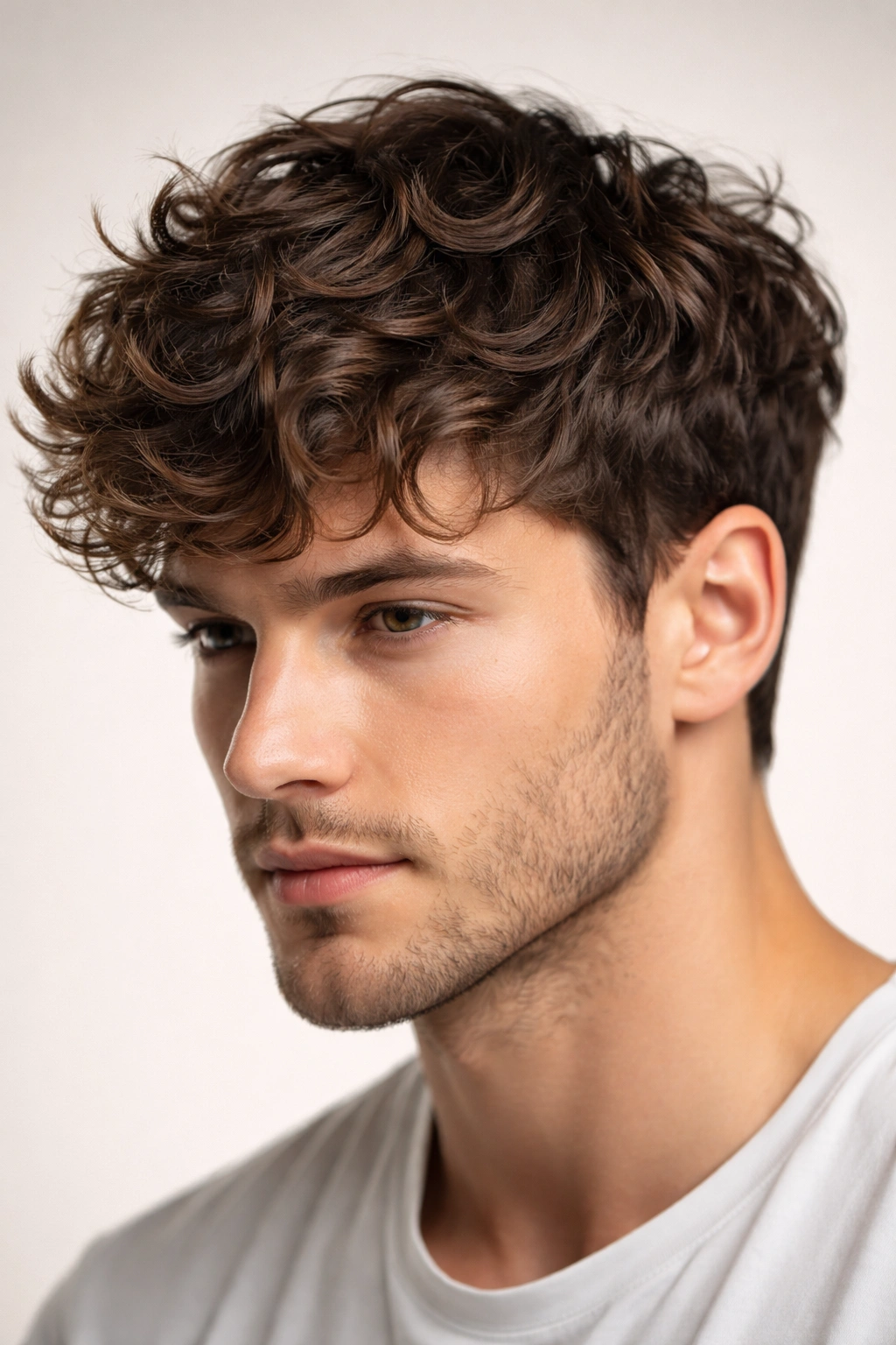 Close-up of defined wavy hair showing subtle patterns
