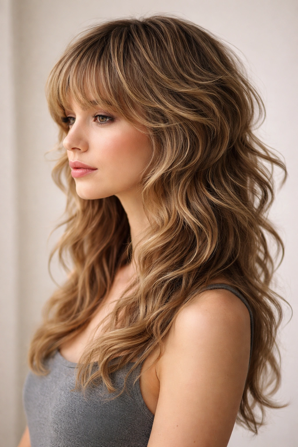 10 Jellyfish Haircuts For Trend Loving Women 2 Portrait of a model with natural waves enhanced by the wavy textured jellyfish cut.