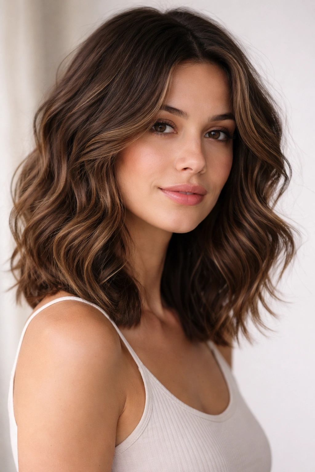 The Wavy Lob hairstyle with soft layers and natural waves on shoulder-length hair.