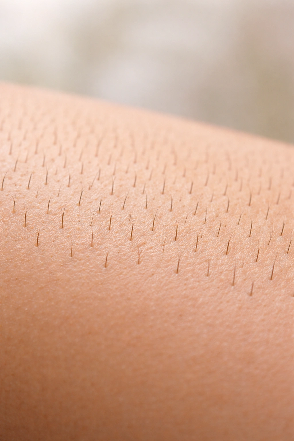 Close-up of skin with hair at uniform length illustrating waxing takeaways