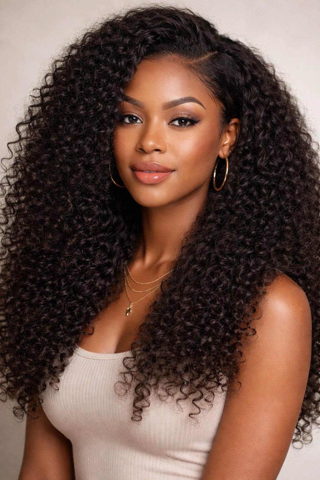 Portrait of a person with a weave that blends with natural hair texture