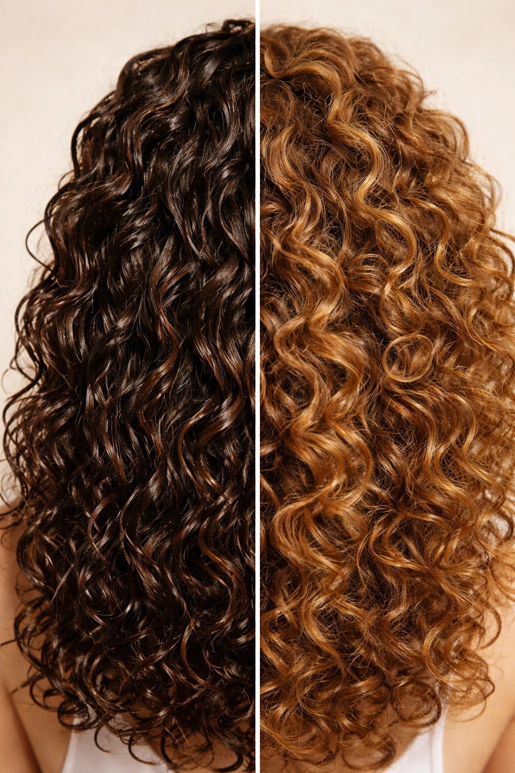 Hair with wet and dry sections showing moisture difference