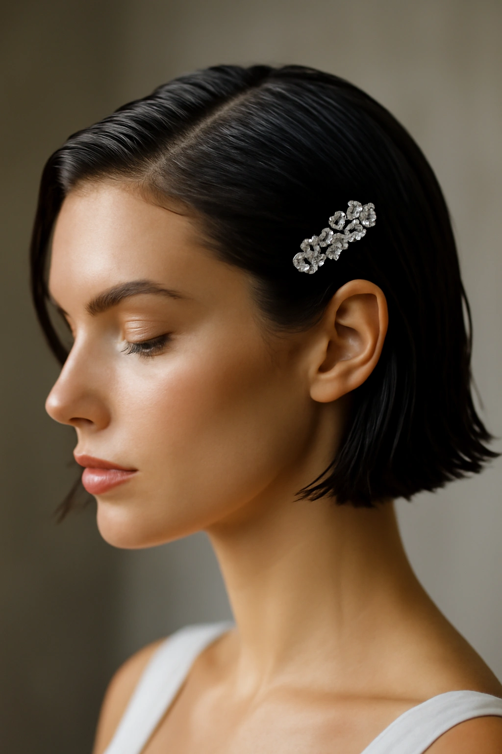 10 Wedding Hairstyles Short-Haired Brides Will Love 10 Sleek wet-look bob with a crystal comb