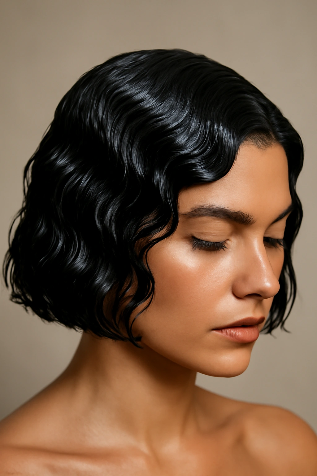 15 Short Haircut and Color Combos Worth Trying Together 10 Wet-look waves on jet-black short hair
