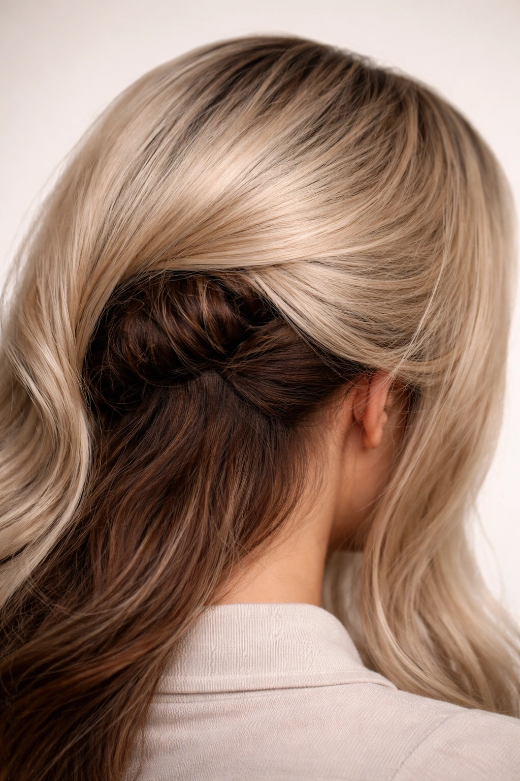 Wig incorrectly placed without cap showing lumps