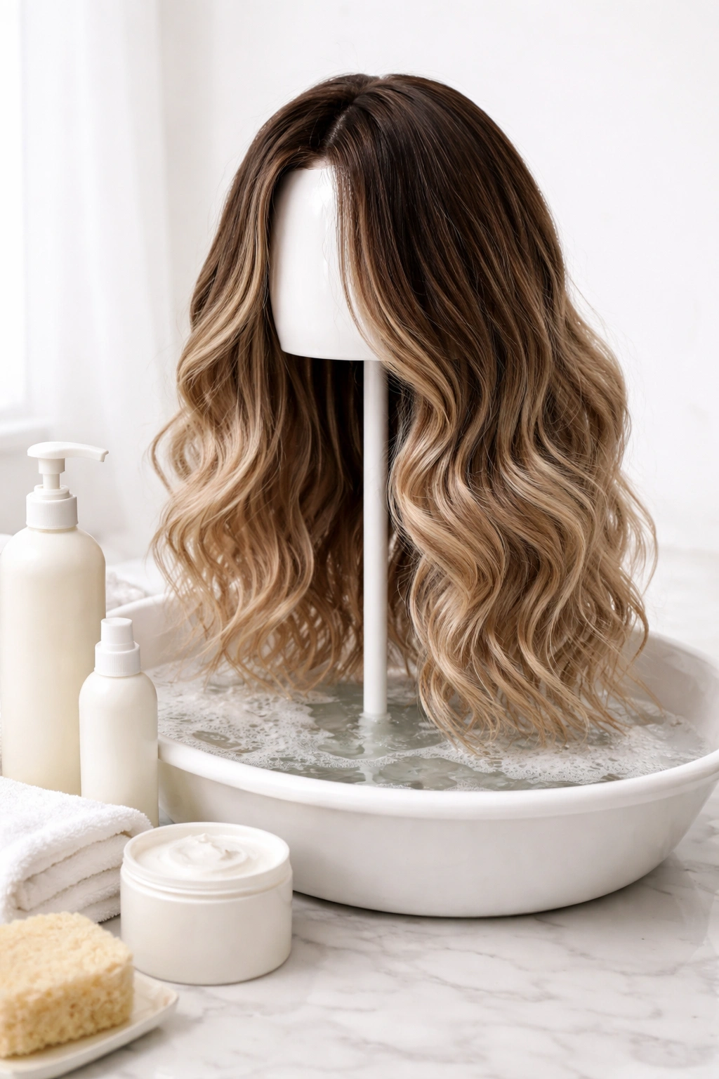 Wig being washed with alternatives without using wig shampoo