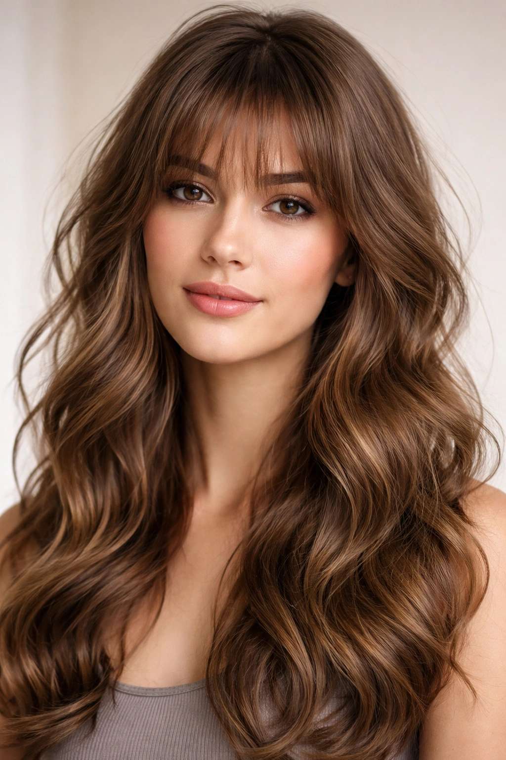 Wispy bangs with soft waves creating movement