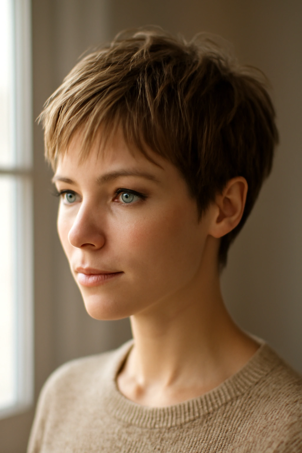 20 Pixie Cuts Sorted By Age And Face Shape 3 Wispy textured pixie on fine hair with layered ends