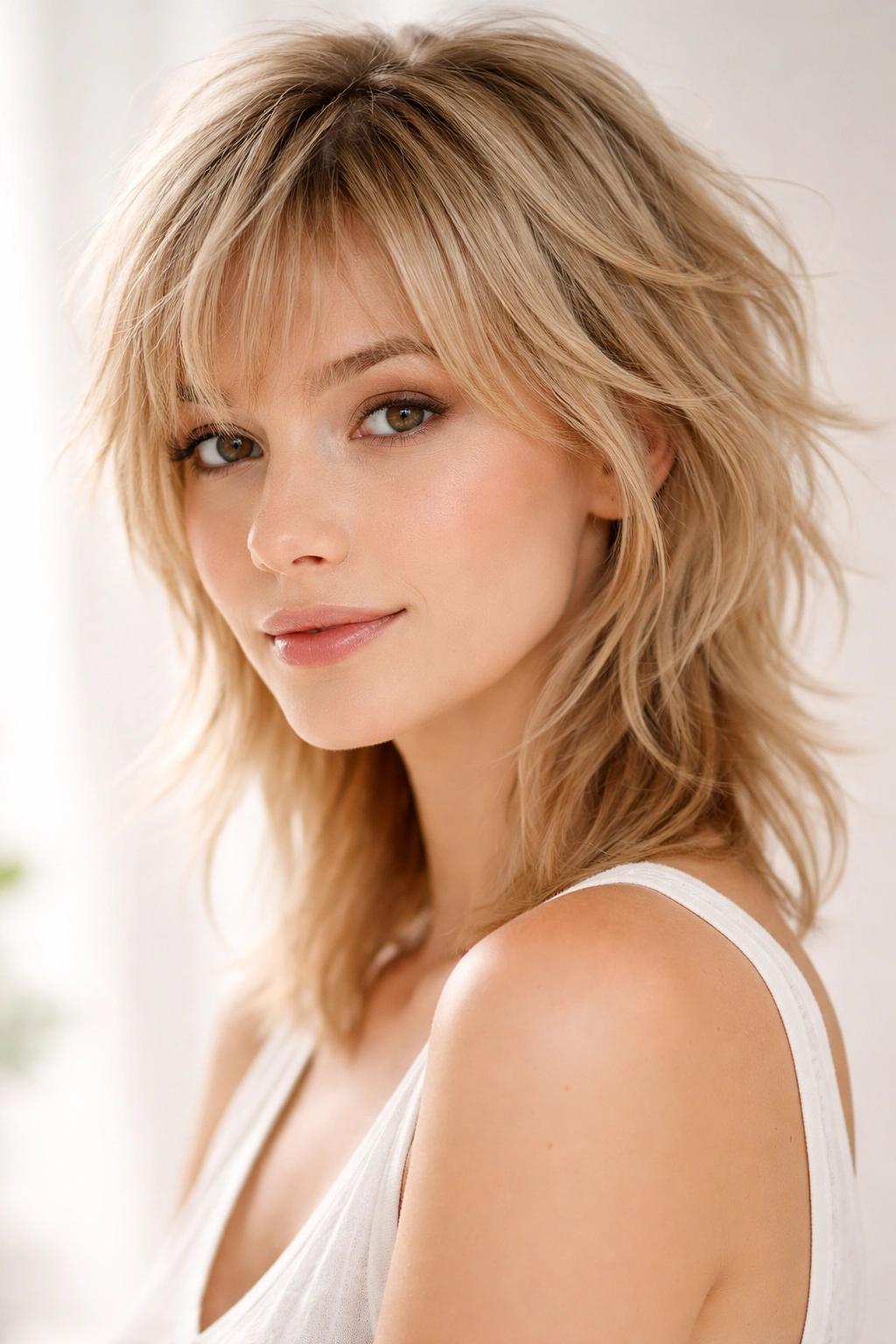 Wispy shag on fine hair with delicate features showing preserved density and texture