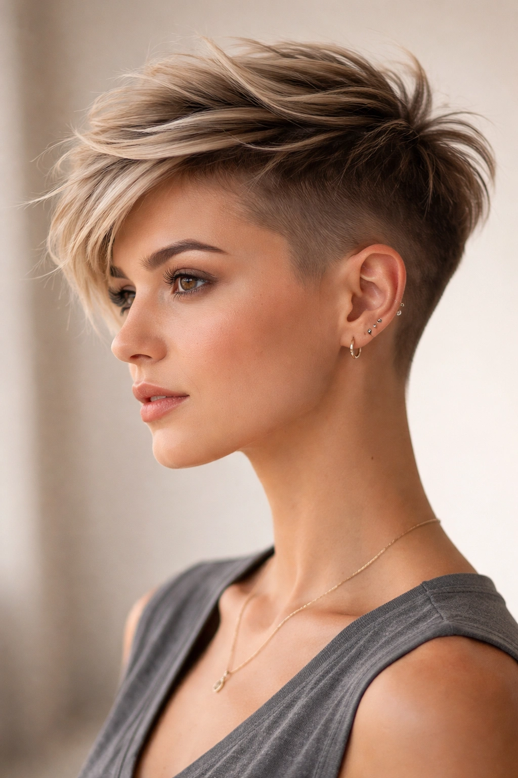 12 Short Haircuts With Shaved Sides For Bold Women 11 Wispy disconnected undercut with very short sides and longer top.