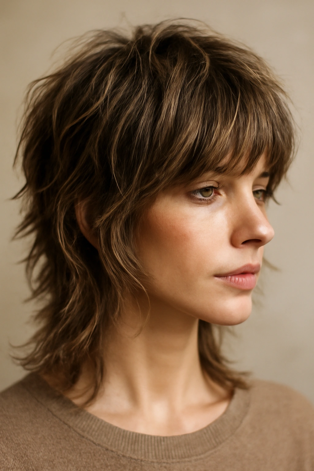 12 Short Haircuts With Highlights That Truly Stand Out 8 Textured wolf cut with babylights and sun-kissed dimension