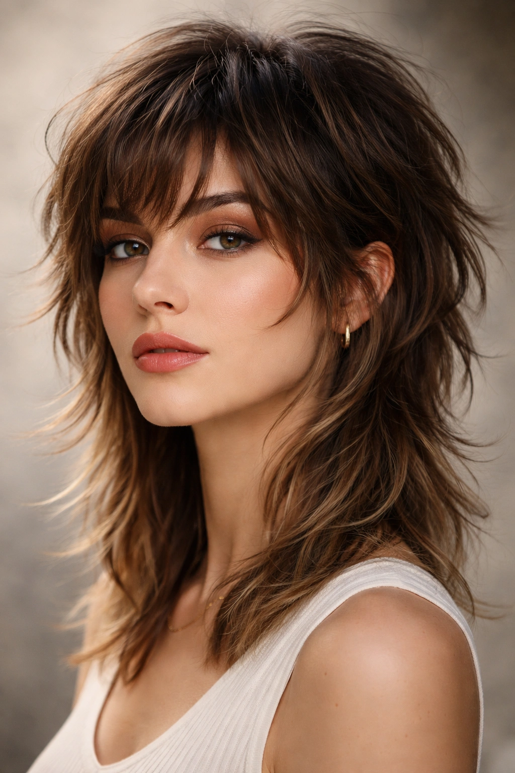 15 Short Haircuts That Soften A Square Jawline 6 Modern wolf cut with voluminous top and long textured back layers