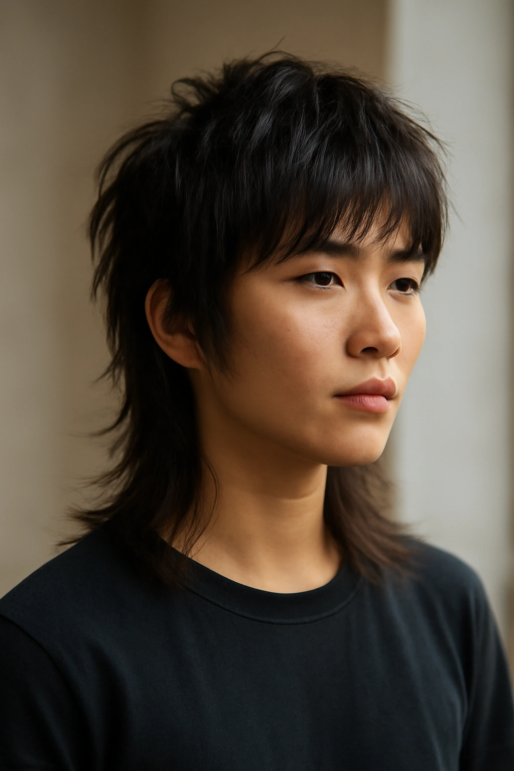 12 Asian Mullet Haircuts That Are Trending Right Now 2 Wolf cut mullet hybrid with layered choppy top and longer back
