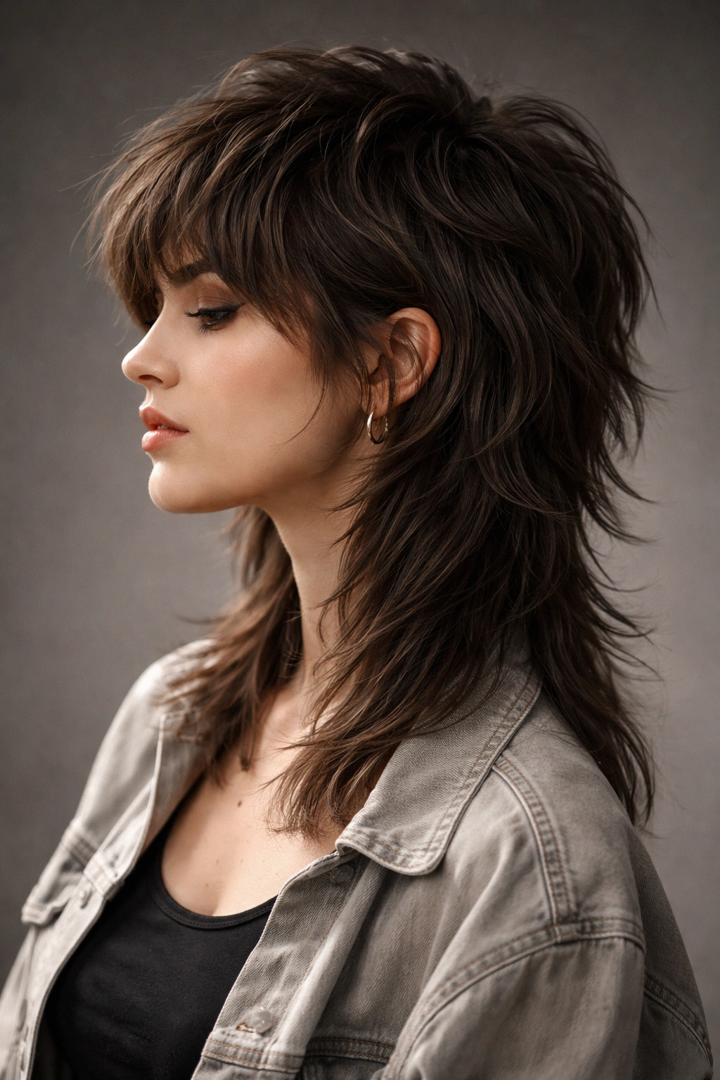 10 Low Maintenance Short Cuts For Thick Heavy Hair 9 Hair styled in a textured wolf cut showing short crown layers and longer back for thick hair.